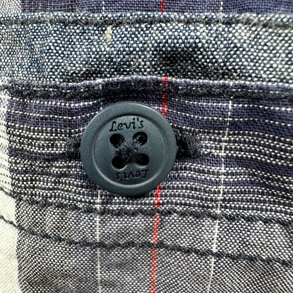 Levi Strauss Levi's Men's Casual Button Up Shirt Short Sleeve Plaid Blue Size XL - Picture 5 of 8